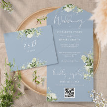 Casamento Monograma Código QR em Azul Poeirento co