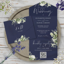 Casamento Monograma Código QR Verde Azul-Marinho