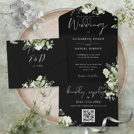 Casamento Monograma do Código QR do Verde Negro e 