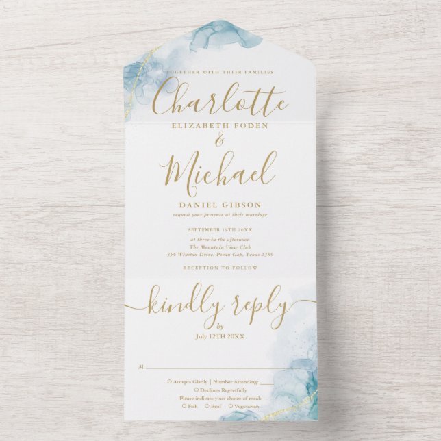 Casamento Monograma Dourado em Letra Script Aquare (Inside)