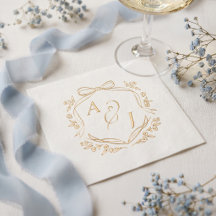 Casamento Monograma Floral Crest com Laço Chic Vin