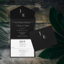 Casamento Monograma Minimalista | Preto