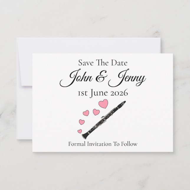 Casamento Musical Clarinet Salvar A Data (Frente)