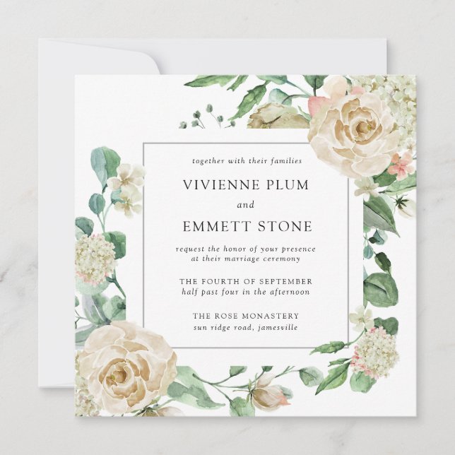 Casamento na Praça Floral de Ivory Rosa Hydrangea (Frente)