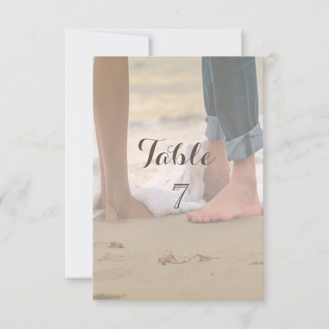Casamento na Praia, cartão de mesa pés (Frente)