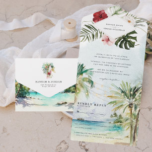 Casamento na Praia com Palmeira Tropical
