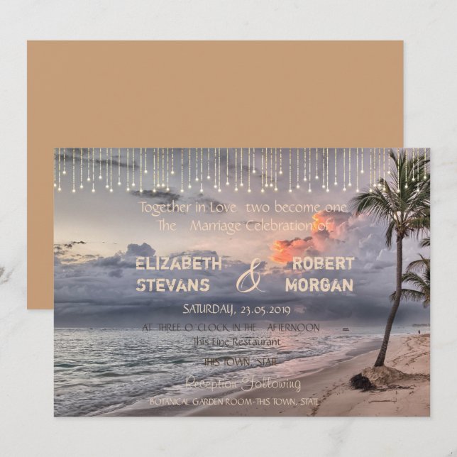 Casamento na Praia, Convite de Palmeira (Frente/Verso)