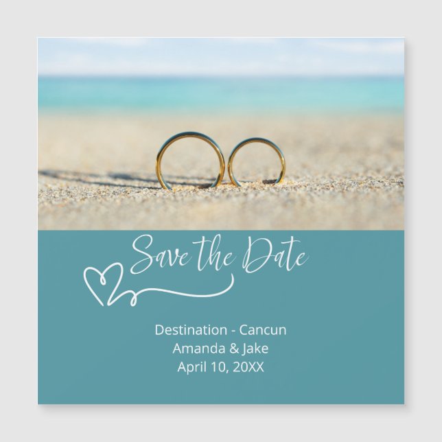 Casamento na Praia de Destino Salve a Data (Frente)