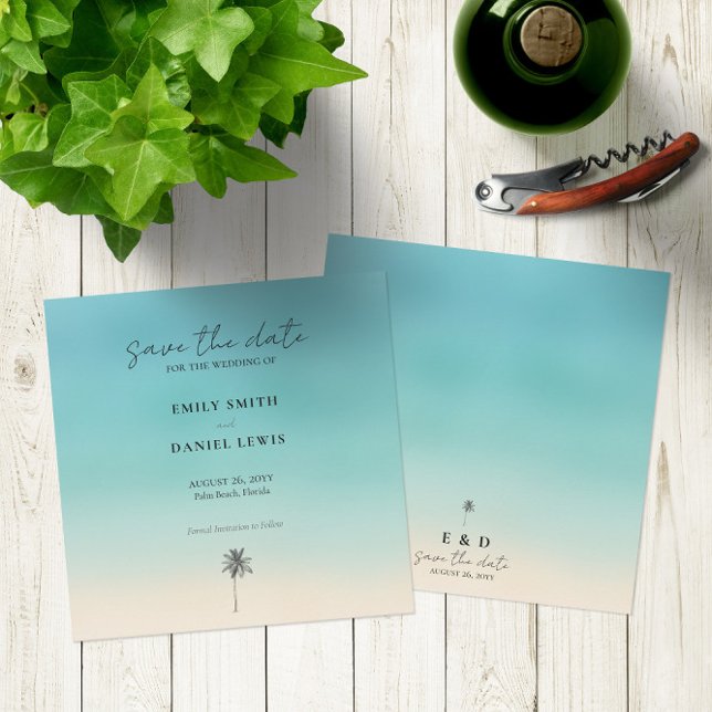 Casamento na Praia Quadrado 🏝️ Salve o Cartão de  (Beach Wedding Square 🏝️ Save The Date Card
)