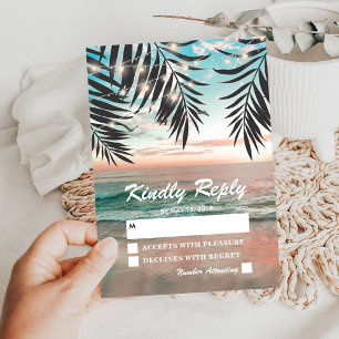Casamento na Praia Tropical RSVP Fio de Luzes