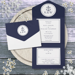 Casamento Náutico Âncora Azul-Marinho
