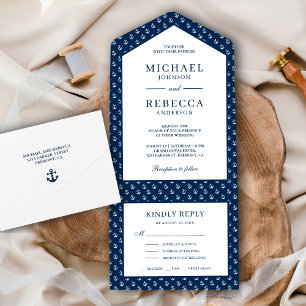 Casamento Náutico Azul Marinho e Âncoras Brancas