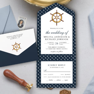 Casamento Náutico Azul Marinho Timão de Navio Rúst