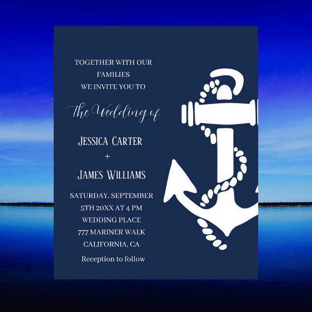 Casamento Náutico Náutico Azul-Marinho Anchor (Criador carregado)