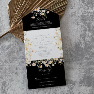 Casamento Negra Clássico com Blush de Flor Selvage
