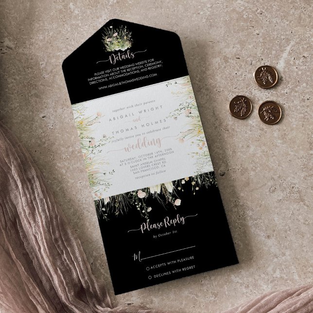 Casamento Negra de Greenery Boho Wildflower (Criador carregado)