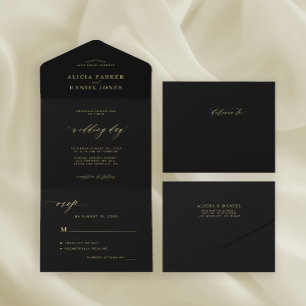 Casamento negro da caligrafia de ouro escaldante
