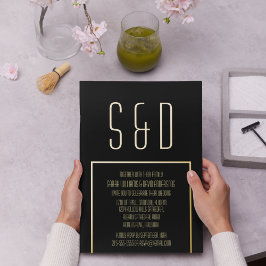 Casamento Negro Elegante de Quadro Dourado mínimo