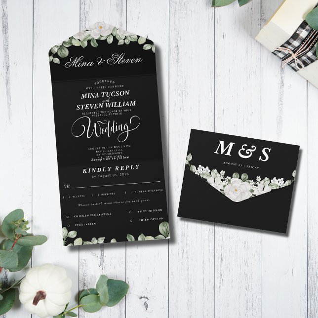 Casamento negro floral moderno (Criador carregado)