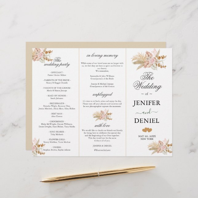 Casamento Neutro de Palma e Flor de Pampas (Frente/Verso In Situ)