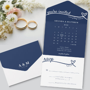 Casamento no Calendário do Monograma do Coração Az