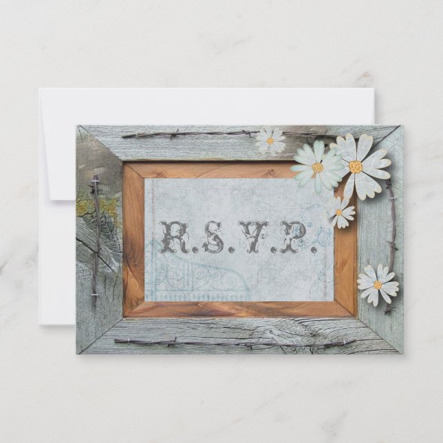 casamento no campo de margarida russa RSVP (Frente)
