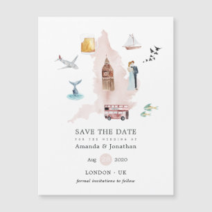Casamento no Destino Watercolor Inglaterra Reino U