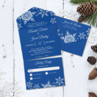 Casamento no inverno Azul Profundo com Flocos de N