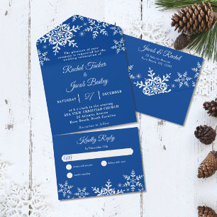 Casamento no inverno Azul Profundo com Flocos de N