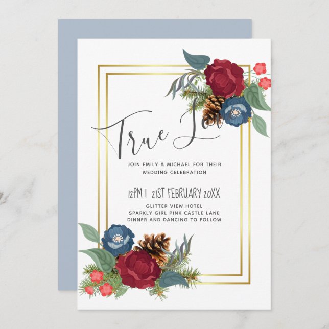 CASAMENTO NO INVERNO BUDGET Borgonha Azul Azul Mod (Frente/Verso)