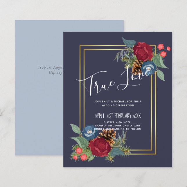 CASAMENTO NO INVERNO BUDGET Borgonha Azul Azul Mod (Frente/Verso)