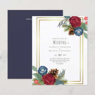 CASAMENTO NO INVERNO BUDGET Borgonha Azul Azul Mod