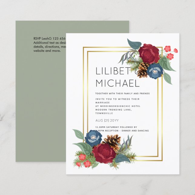 CASAMENTO NO INVERNO BUDGET Borgonha Azul Azul Mod (Frente/Verso)