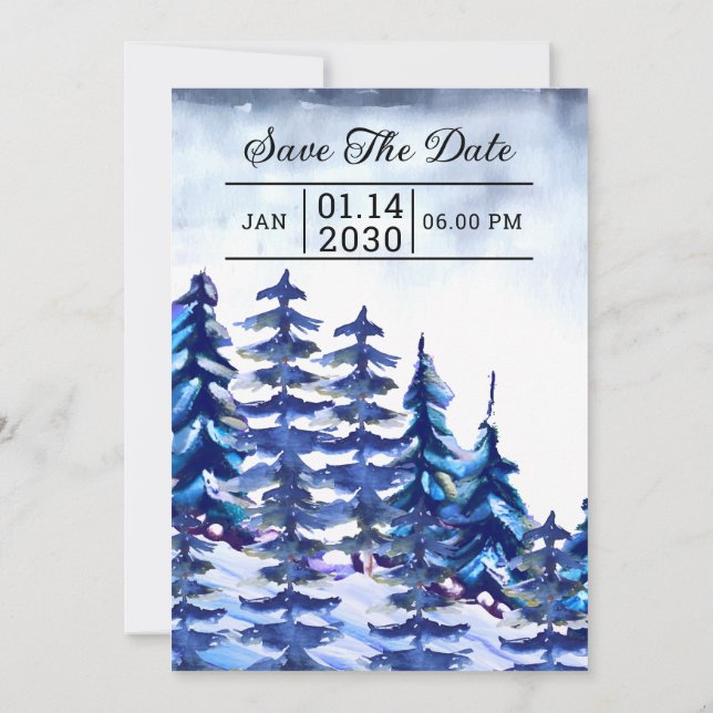 Casamento no inverno Convite Placa Árvores de Mont (Verso)