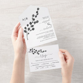 Casamento no inverno de cinza de eucalipto em folh