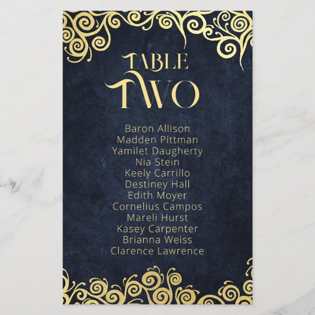 Casamento no inverno De Luxo Azul E Dourado Florei (Frente)