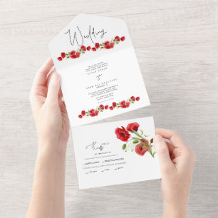Casamento no inverno Floral Vermelho Colorido Tudo