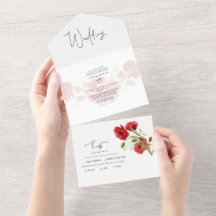 Casamento no inverno Floral Vermelho Simples