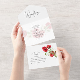 Casamento no inverno Floral Vermelho Simples