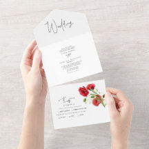 Casamento no inverno Floral Vermelho Simples II