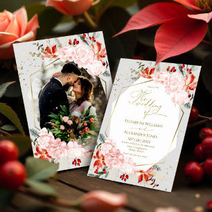 Casamento no inverno Foto Convite Watercolor Flora