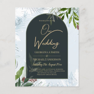 Casamento no inverno Leah G Aqua Blue Green INVITE