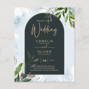 Casamento no inverno Leah G Aqua Blue Green INVITE