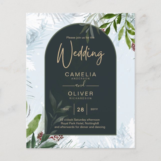 Casamento no inverno Leah G Aqua Blue Green INVITE (Frente)