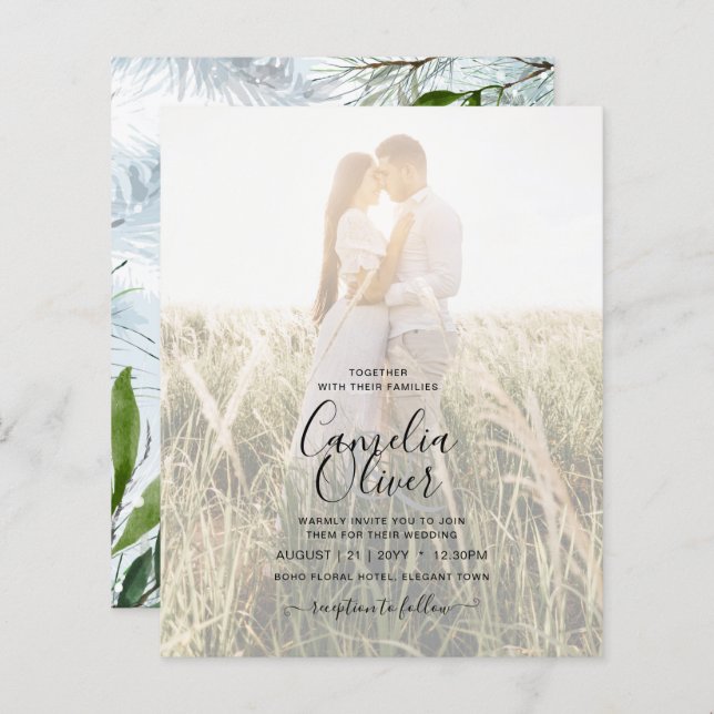 Casamento no inverno Leah G Aqua Blue Green INVITE (Frente/Verso)