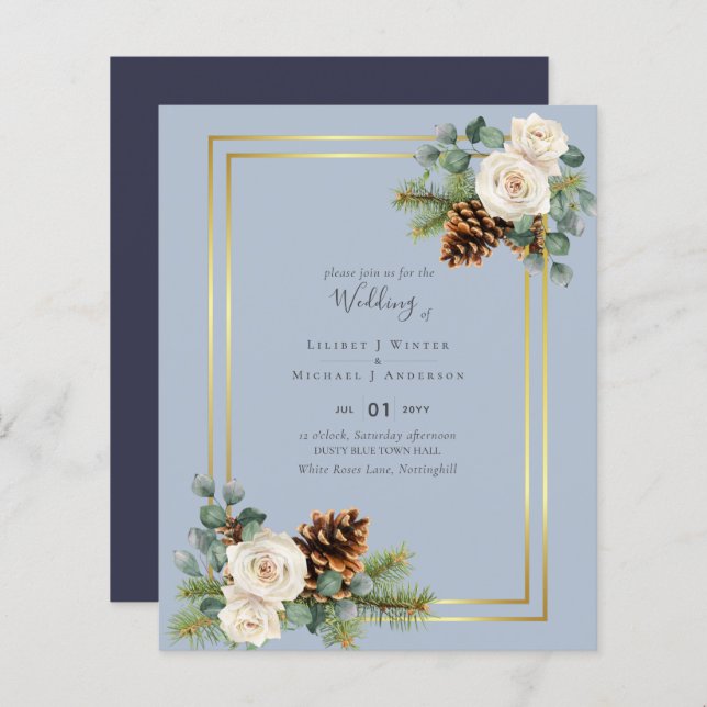 CASAMENTO NO INVERNO ORÇAMENTAL Rosas brancas Dour (Frente/Verso)