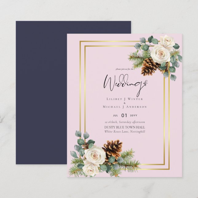 CASAMENTO NO INVERNO ORÇAMENTAL Rosas brancas Dour (Frente/Verso)