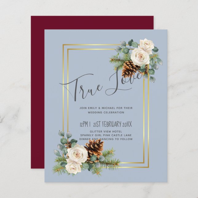 CASAMENTO NO INVERNO ORÇAMENTAL Rosas brancas Dour (Frente/Verso)