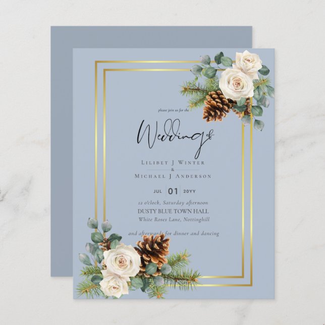 CASAMENTO NO INVERNO ORÇAMENTAL Rosas brancas Dour (Frente/Verso)