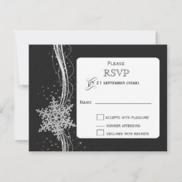 casamento no inverno RSVP preto Silver Snowflakes